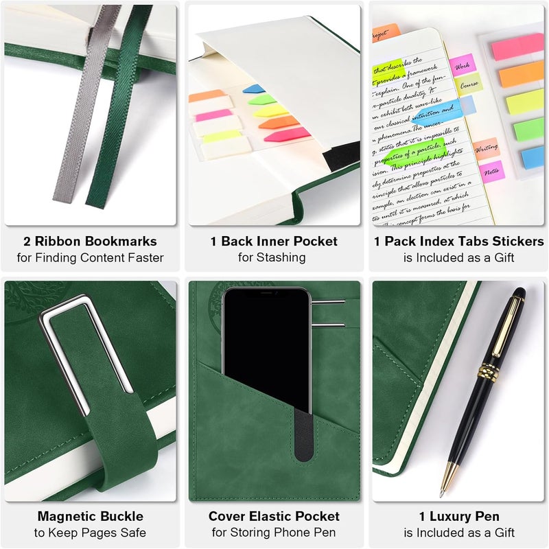 OFFIGIFT Lined Notebook Journal for Men Women, 365 Pages Numbered College Ruled Notebook, Hardcover Leather Journal with Pen & Gift Box, Thick Daily Diary, Professional Notebooks for Work, School, Business, A5 - Image 4